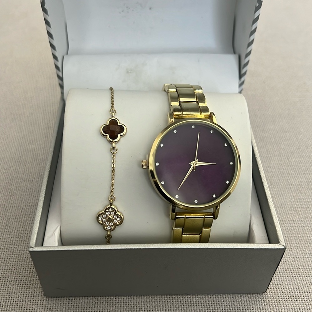 INC Gold-Tone Bracelet Watch 38mm & Bracelet Set, New in Box - Picture 6 of 9